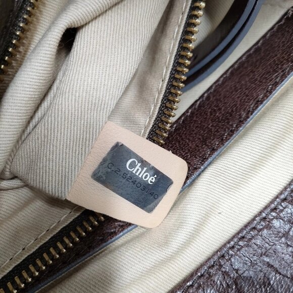 Chloe Dark Brown Leather Shoulder Bag with Gold Accents - Picture 8 of 9
